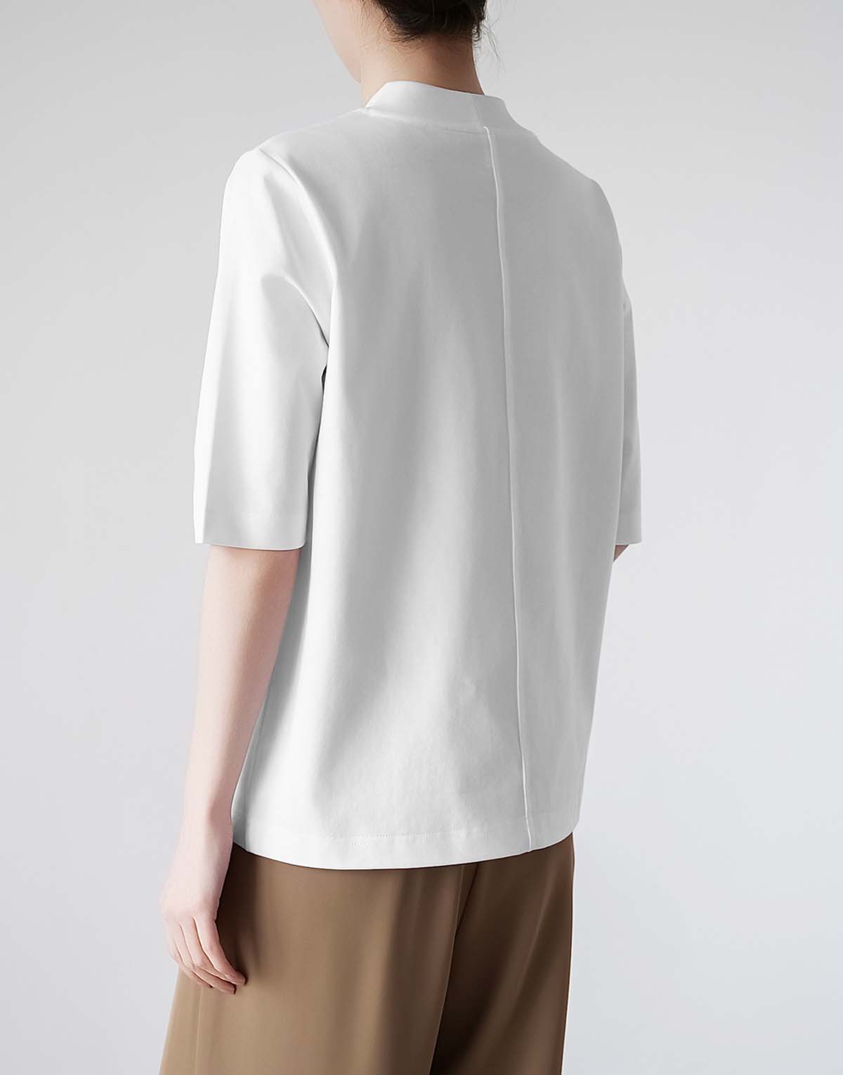 Five-point mid-sleeve back seam T-shirt-t10-2